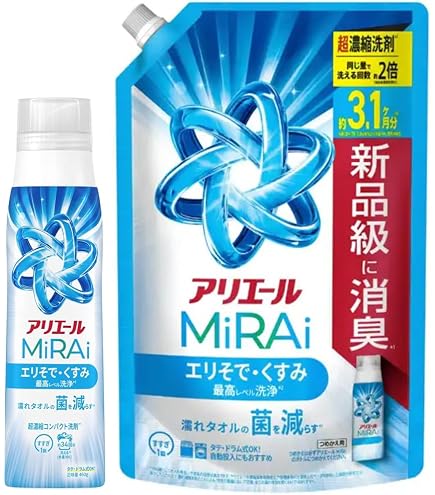 【新春特価】【洗浄スポンジ付】1000mlライフエッセンス３本組　12月末購入品 Amazon.co.jp: アリエール ミライ 超濃縮 液体【大容量】1170g エリそ